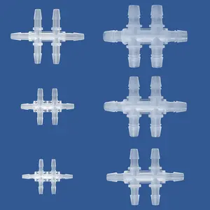 Analyse biochimique 1/8 \ "ID Tube 3mm Barb Double Té 6 Ports TT Forme 6-Way Cross Barbed Tube Connector Fitting