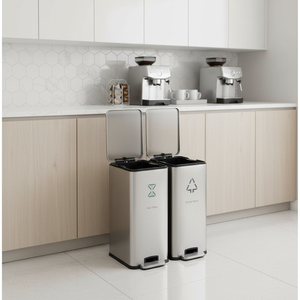 Contenedor de <span class=keywords><strong>Basura</strong></span> Público de Acero Inoxidable para Exteriores, Jardín o Calle, con Pedal, para Reciclaje, con Bolsas Incluidas - Product Image 3