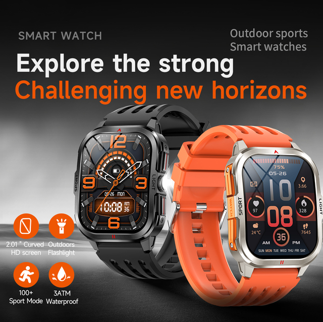 MK98 2026 Smart Watches for Men Women Flashlight BT Call Sport Mode Health Monitor Calorie Sedentary Reminder 3ATM Waterproof