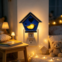 Veilleuse à brancher en forme d'oiseau style vitrail, colorée, pour toute la saison, lampe décorative murale pour chambre et maison, cadeau