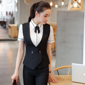 Nouveaux ensembles de costumes professionnels pour femmes, vêtements de travail pour le personnel de vente d'hôtel, avec veste de costume unisexe pour hommes et femmes - Product Image 5