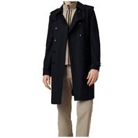 Formelle Long Respirant Peigné Automne Hiver Couleur Unie Résistant Au Froid Laine Pardessus Double Col Trench