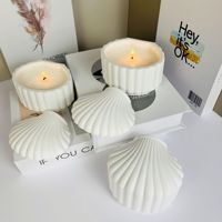 Muschelförmige Gips-Kerzengefäße aus Sojawachs mit Geripptem Design und Deckel, Großhandel Duftkerzen für Wohndekor, Individuelles Logo OEM ODM