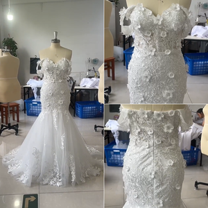 Y6241 Vestido de Novia de Lujo Personalizado Estilo Sirena, Vestido de Novia con Hombros Descubiertos, Vestidos de Novia con Apliques de Encaje - Product Image 6