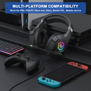 <span class=keywords><strong>Casque</strong></span> de jeu filaire circum-auriculaire avec son surround, <span class=keywords><strong>micro</strong></span> anti-bruit et éclairage RGB pour PC, PS5, PS4, Switch – Vente en gros directe usine - Product Image 5
