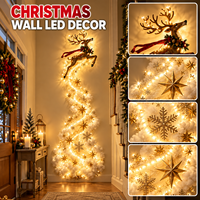 Décorations murales LED de Noël en gros : Rennes dorés volants, nuages et étoiles lumineuses pour l'ambiance des fêtes à la maison, dans le salon et sur les escaliers
