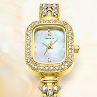 Reloj de Cuarzo de Lujo Mark Fairwhale con Perla Natural, Esfera Cuadrada/Redonda, Resistente al Agua 30m, Correa de Metal y Cristal, Reloj de Pulsera para Mujer FW-3010