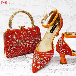TX65 <span class=keywords><strong>scarpe</strong></span> alla moda <span class=keywords><strong>arancioni</strong></span> e borse abbinate da donna <span class=keywords><strong>con</strong></span> <span class=keywords><strong>tacco</strong></span> alto e borsa Set da donna per feste - Product Image 5