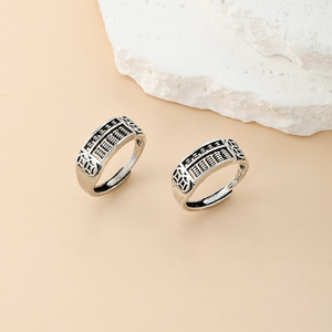 Anillo de Plata con Cuentas de Ábaco y Moneda de la Fortuna, Joyería de Feng Shui Chino, Anillo Ajustable Tallado para Atraer la Riqueza - Product Image 3