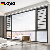 Ventanas Modernas a Prueba de Huracanes, Diseño Personalizado de Doble Vidrio Templado, Marco de Aluminio, Ventanas Abatibles para el Hogar