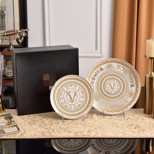 High Bone China Plate Creative V-shaped Pattern <b>Dinnerware</b> Hotel Western Steak Plate Household Salad Plate - Product Image 1