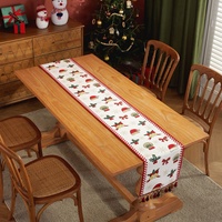 Chemin de table jacquard teint en fil de style américain, motif dessin animé personnalisable, flocon de neige rouge de Noël avec pompons