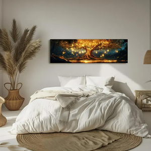 Impression sur toile d'arbre lumineux, arbre à ampoules LED fantastique, art mural texturé extra large encadré, décoration intérieure pour hôtel, maison - Product Image 5