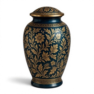 Urne décorative en métal argenté avec couvercle, motif floral noir gravé, pot de rangement, vase pour la décoration de la maison, du bureau, de l'hôtel, du dessus de table - Product Image 5