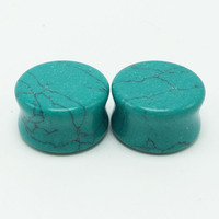 Huiying 16mm Vente en gros Boucles d'oreilles écarteurs en turquoise verte, bijoux en pierre polie