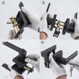 Tubular Latch <strong>Black</strong> square Lever Lever <strong>Door</strong> <strong>Knobs</strong> for Interior <strong>Door</strong> Lock <strong>Door</strong> Lever Bathroom <strong>Black</strong> - Product Image 4