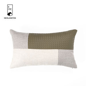 Taie d'oreiller de luxe en PU gris foncé, Patchwork, <span class=keywords><strong>housse</strong></span> de <span class=keywords><strong>coussin</strong></span> moderne 50x30, décoration de la maison et du salon - Product Image 2