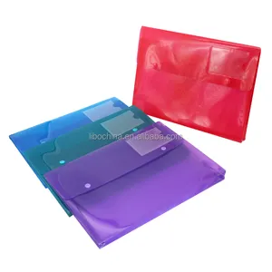 A4 방수 투명 컬러 더블 버튼 파일 가방 학용품 문구 용 문서 스터드 지갑