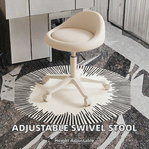 Taburete Giratorio de Altura Ajustable con Respaldo, Silla de Maquillaje con Ruedas de Cuero PU para Tocador, Salón de Uñas, Hogar, Dormitorio - Product Image 2