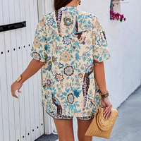 Ensemble été pour femmes, nouveau style rétro, chemise à manches courtes imprimée et short