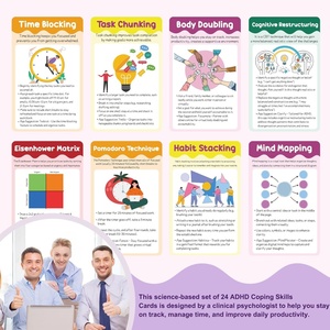 Carte per Abilità di Gestione ADHD, Flashcard per ADHD con Anelli per Raccoglitori, Strumenti Terapeutici per Regolazione Emotiva <span class=keywords><strong>e</strong></span> Gestione del Tempo - Product Image 3