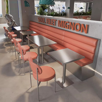 Ensemble de table et chaises de salle à manger de luxe moderne en acier inoxydable et bois avec banquette pour hôtel et restaurant, mobilier commercial pliable