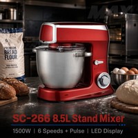 Batteur sur socle électrique 8,5 L 10 litres 1500 W, mélangeur à pâte robuste avec écran LED, 6 vitesses, fonction pulse, bol en acier inoxydable, pour maison, hôtel, OEM