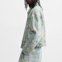 Veste en jean pour homme coupe courte style streetwear en coton imprimé floral du fabricant