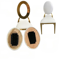 Chaises de dîner empilables de luxe modernes Offre Spéciale chaises de mariage en acier inoxydable à dossier haut de location de fête en or blanc