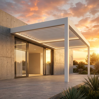 Pergola en aluminium robuste à énergie solaire durable, panneaux solaires mono, gazebo moderne, bandes LED, balcon écologique, imperméable