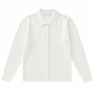 <span class=keywords><strong>Cardigan</strong></span> da Donna in Maglia a Treccia <span class=keywords><strong>con</strong></span> Collo Risvoltato e Bottoni, Manica Lunga, Produzione Personalizzata - Product Image 3
