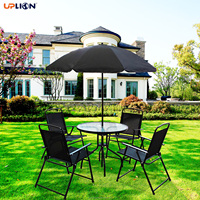 Uplion Fabricant Grossiste Ensemble de mobilier de jardin d'extérieur pour patio, Offre spéciale, comprenant table, chaises et parasol, ensemble de 6 pièces