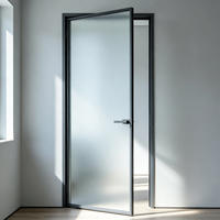 Puerta Corredera de Aluminio y Vidrio para Dormitorio, Moderna, con Marco Delgado, Silenciosa, Insonorizada, con Protección de Privacidad