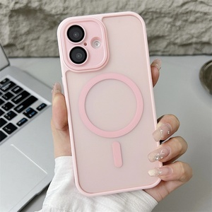Korean Stylish Magnetic Matte Phone Case for iPhone 16 15 14 13 12 11 Pro Max Plus Simple <b>Lens</b> <b>Protector</b> Shockproof Back Cover - Product Image 5