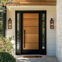 Porte pivotante en bois de qualité supérieure - Grain vertical Bois massif et panneau latéral en verre dépoli trempé pour entrée de maison moderne