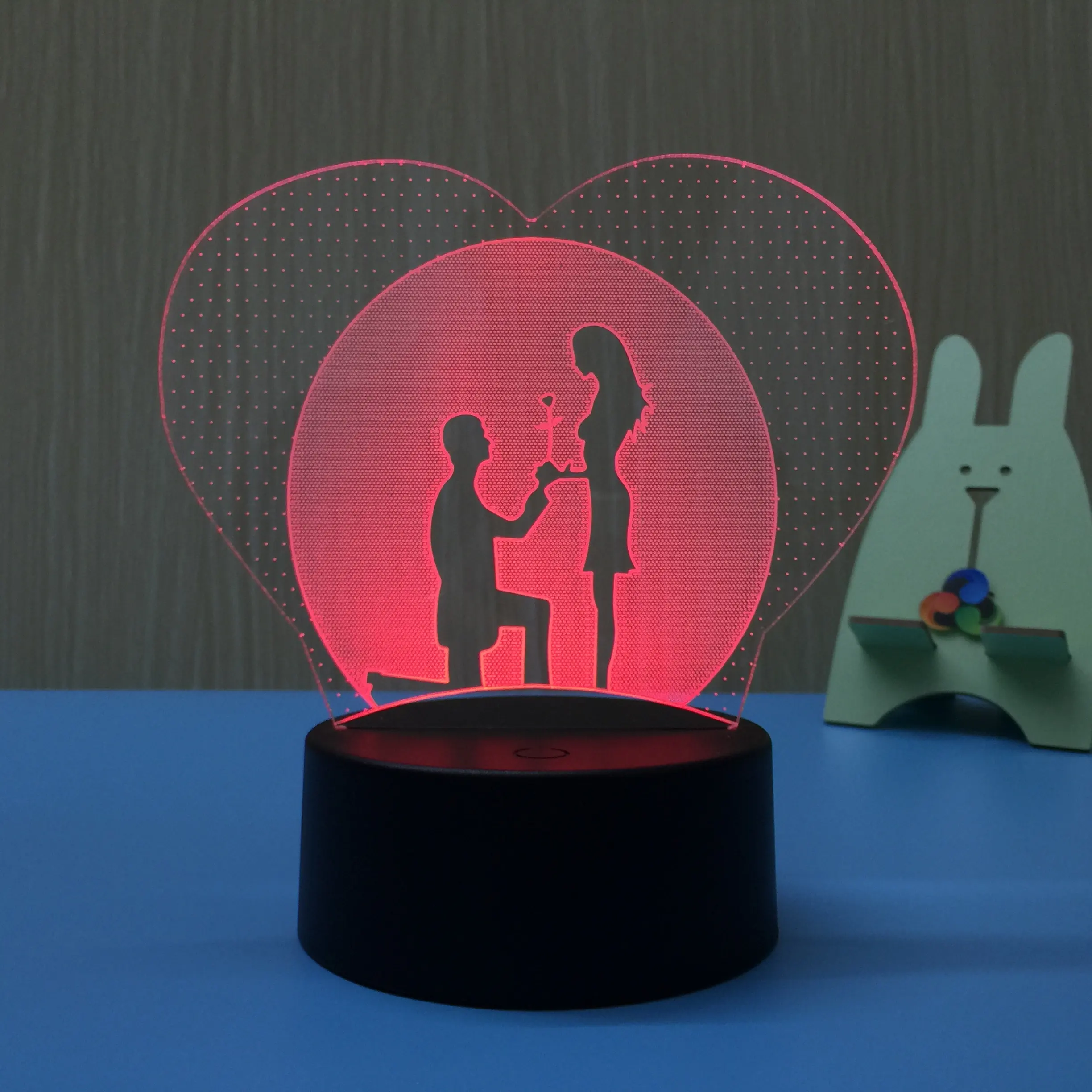 2024 regalo di san valentino 3D dolce cuore 3d leggero romantico amante della luce notturna che cambia colore 3d lampada notturna adorabile regalo