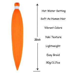 Extensiones de <span class=keywords><strong>Cabello</strong></span> Trenzado Naranja Pre Estiradas, Extensiones de <span class=keywords><strong>Cabello</strong></span> Trenzado en Caja, Extensiones de <span class=keywords><strong>Cabello</strong></span> de Ganchillo de Colores <span class=keywords><strong>para</strong></span> Mujeres - Product Image 2