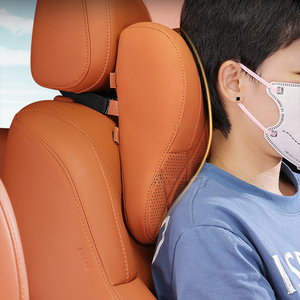 Nappa Leather Car Neck <b>Pillow</b> Headrest Support, <b>Memory</b> Foam Perforated Breathable Hidden Zipper, for BMW Toyota Honda - Product Image 3