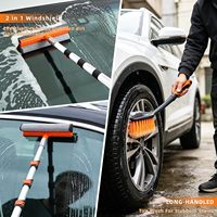 Brosse de lavage de voiture à long manche de 3,6 m avec poils doux, kit de nettoyage, brosse pour roues et pneus, serpillière en microfibre, brosses pour vitres