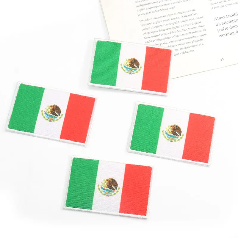 Kustom Besi Di Patch Topi Logo Bordir Bendera Meksiko Patch untuk Pakaian
