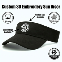 Visera Personalizada con Logotipo Bordado en 3D, Color Personalizado, Unisex, Visera de Playa Deportiva para Exteriores, Ajustable, de Algodón, al por Mayor, OEM