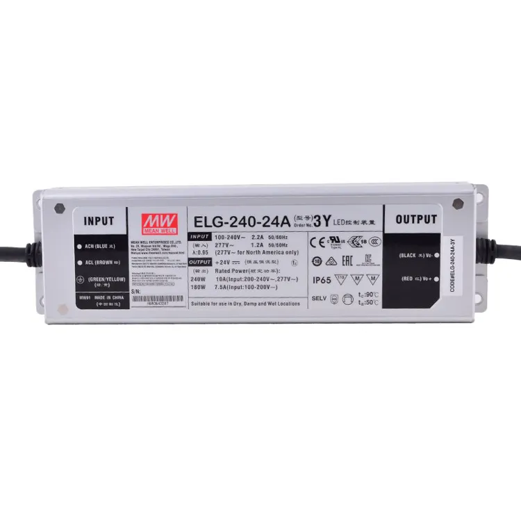 ELG-240-24A-3Y Meanwell Led Switching Power Supply 24V 10A Mean Well 240W Output Constant Voltage Constant Current LED Driver