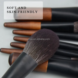 Kit kuas rias kosmetik mewah kecil lucu cokelat ukuran perjalanan 12 buah Set kuas rias Mini dengan tas casing kantung ritsleting - Product Image 6