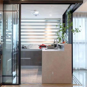 <span class=keywords><strong>Porte</strong></span> <span class=keywords><strong>coulissante</strong></span> moderne à suspension supérieure en aluminium Design sans cadre avec <span class=keywords><strong>rail</strong></span> dissimulé <span class=keywords><strong>et</strong></span> pas de <span class=keywords><strong>rail</strong></span> inférieur pour les intérieurs - Product Image 5