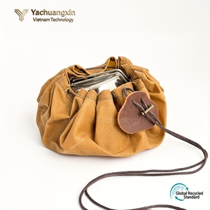 Leather <b>Drawstring</b> Pouch Brown Vintage Style Outdoor Camping Storage <b>Bag</b> Adjustable Closure with Bone Toggle - Product Image 5