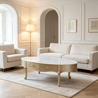 Grande table basse française, table à thé de luxe européenne avec tiroir, table à thé rectangulaire en bois massif sculpté, meubles de salon