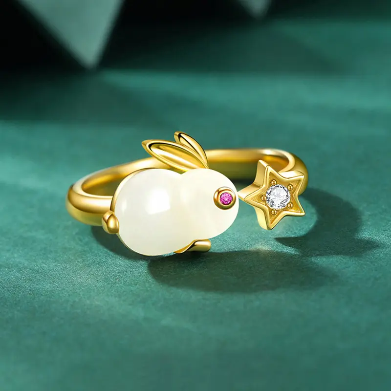 Cute Rabbit Carrot Gold Copper Open Rings Animal Simple Rings Ladies Girls Jewelry Gift Women Girls Bijoux Lovely Gifts