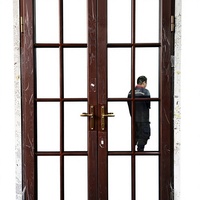 Porte extérieure en verre trempé à double battant avec design d'angle arrondi haut de gamme pour salon, chambre et villa