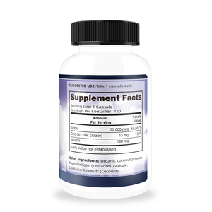 Fabricant de compléments alimentaires à base de biotine 20000mcg avec kératine et noix de coco, améliore la qualité des cheveux et des ongles, 120 capsules de biotine - Product Image 6