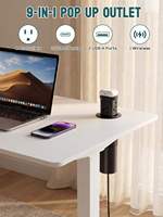 Prise escamotable pneumatique industrielle 4 prises 2 USB-C 15W avec recharge sans fil IP22 et porte de sécurité pour hub d'alimentation de cuisine/bureau